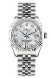 Rolex Datejust 31 White Mother Of Pearl Roman Dial Gold Fluted Bezel Jubilee Ladies Watch 178274