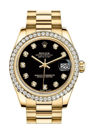 Rolex Datejust 31 Black Diamond Dial Bezel 18K Yellow Gold President Ladies Watch 178288 / None