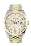 Rolex Datejust 36 Silver Jubilee design set with diamonds Dial Fluted Bezel Jubilee Yellow Gold Two Tone Watch 126233 NP