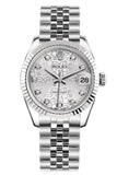 Rolex Datejust 31 Silver Jubilee Set Diamonds Dial White Gold Fluted Bezel Ladies Watch 178274