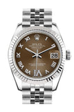 Rolex Datejust 31 Bronze Roman Large Vi Diamond Dial White Gold Fluted Bezel Jubilee Ladies Watch