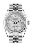 Rolex Datejust 31 White Mother Of Pearl Roman Large Vi Diamonds Dial Gold Fluted Bezel Jubilee