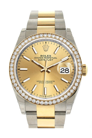 Rolex Datejust 36 Champagne-Colour Dial Diamond Bezel Oyster Yellow Gold Two Tone Watch