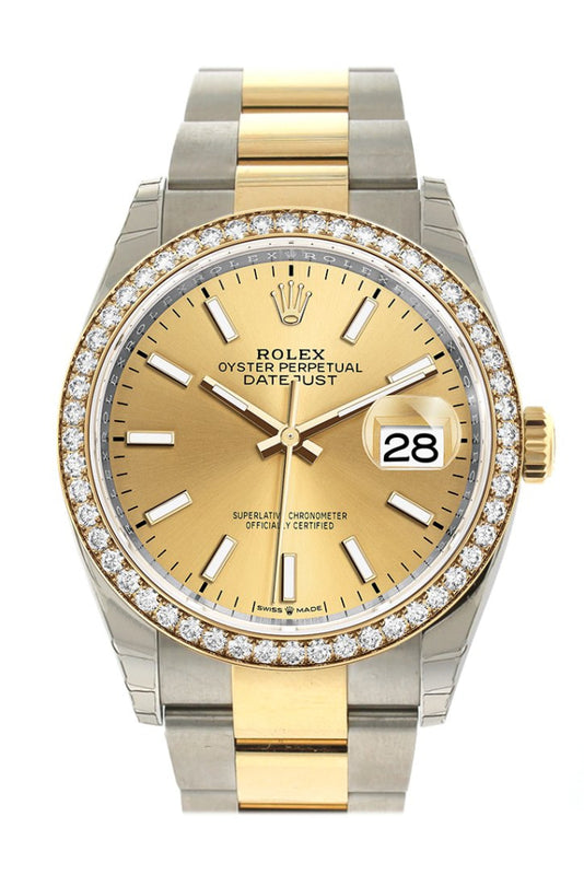 Rolex Datejust 36 Champagne colour Dial Diamond Bezel Oyster