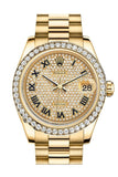 Rolex Datejust 31 Diamond Paved Dial Bezel 18K Yellow Gold President Ladies Watch 178288 / None
