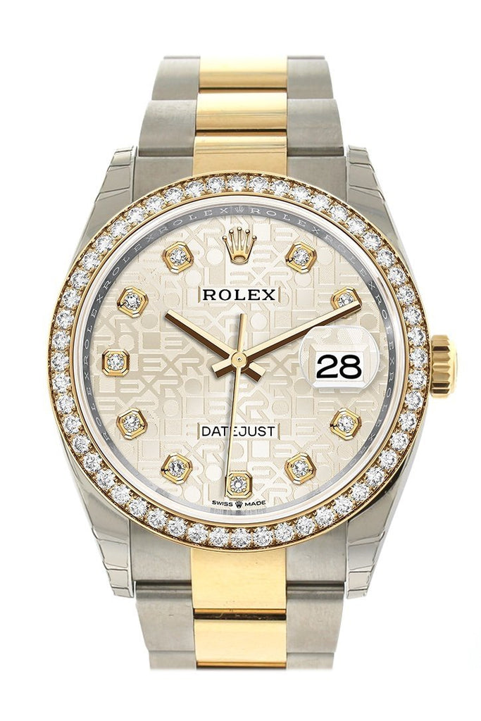 Rolex Datejust 36 Silver Jubilee Design Set With Diamonds Dial Diamond Bezel Oyster Yellow Gold Two