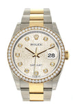 Rolex Datejust 36 Silver Jubilee Design Set With Diamonds Dial Diamond Bezel Oyster Yellow Gold Two