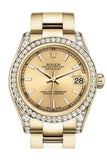 Rolex Datejust 31 Champagne Dial Diamond Bezel Lug 18K Yellow Gold Ladies Watch 178158