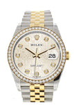 Rolex Datejust 36 Silver Jubilee design set with diamonds Dial Diamond Bezel Jubilee Yellow Gold Two Tone Watch 126283RBR 126283 NP