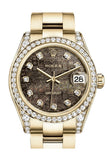 Rolex Datejust 31 Black Mother Of Pearl Jubilee Dial Diamond Bezel Lug 18K Yellow Gold Ladies Watch
