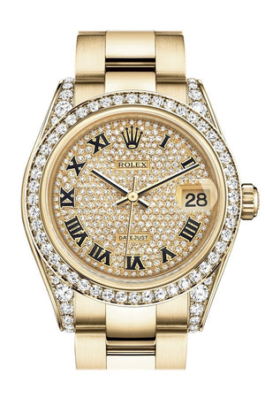 Rolex Datejust 31 Diamond Paved Dial Bezel Lug 18K Yellow Gold Ladies Watch 178158 / None