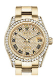 Rolex Datejust 31 Diamond Paved Dial Bezel Lug 18K Yellow Gold Ladies Watch 178158 / None