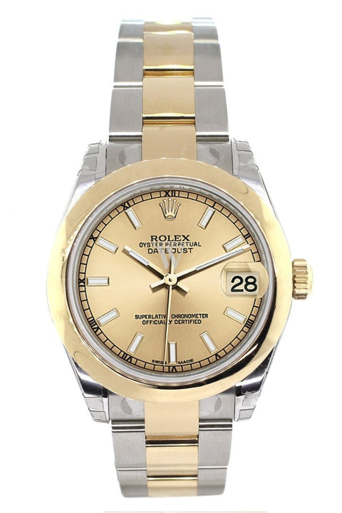 Rolex Datejust 31 Champagne Dial 18K Gold Two Tone Ladies Watch 178243