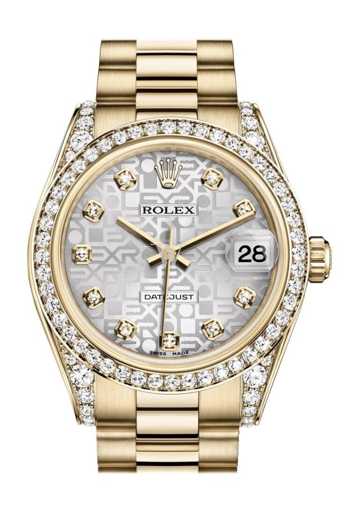 Ladies 18k gold rolex datejust president shop diamond watch