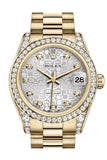 Rolex Datejust 31 Silver Jubilee Diamond Dial Diamond Bezel Lug 18K Yellow Gold President Ladies Watch 178158
