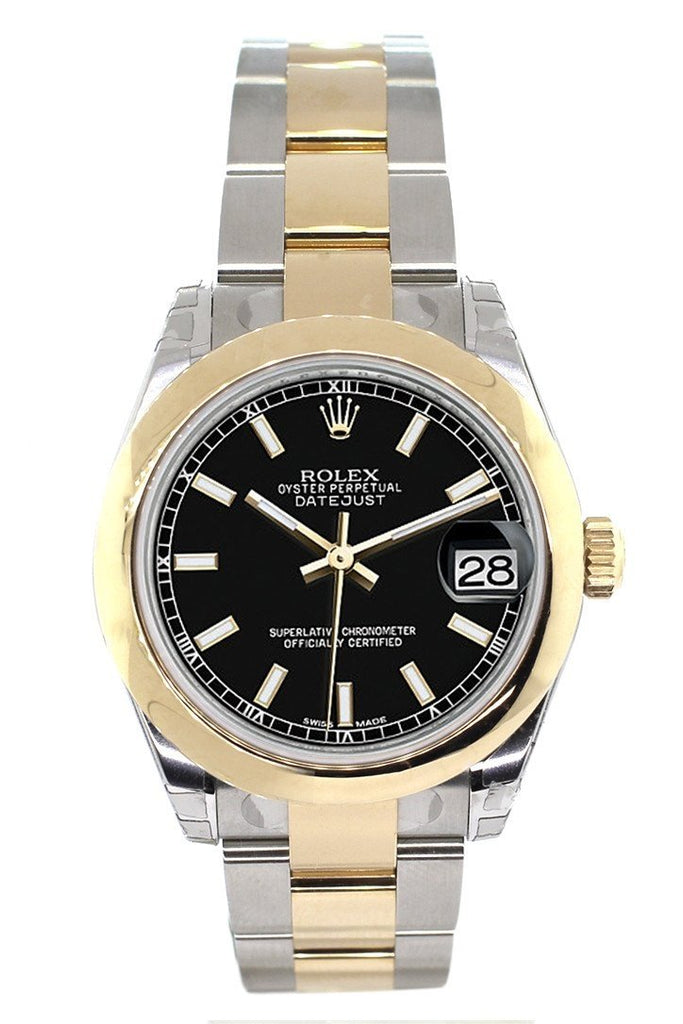 Rolex Datejust 31 Black Dial 18K Gold Two Tone Ladies 178243 Watch