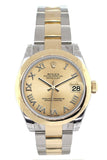 Rolex Datejust 31 Champagne Roman Dial 18K Gold Two Tone Ladies 178243 Watch