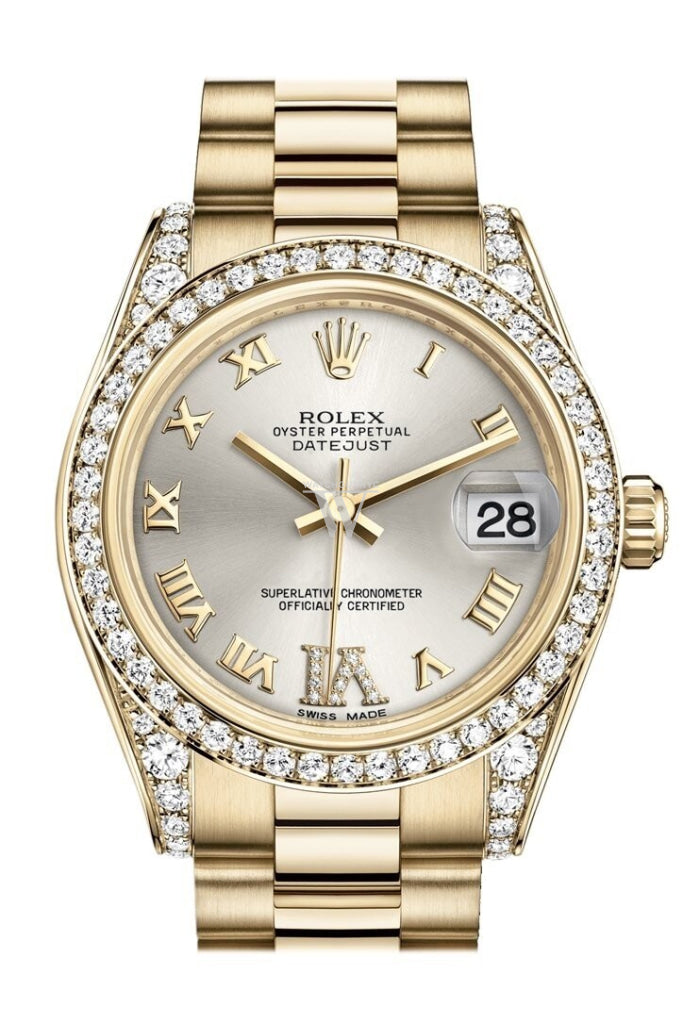 Rolex Datejust 31 Silver Large VI Diamond Dial Diamond Bezel Lug