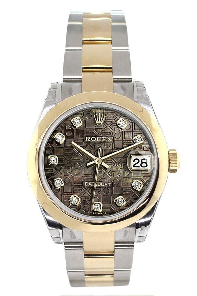 Rolex Datejust 31 Black Mother Of Pearl Jubilee Diamonds Dial 18K Gold Two Tone Ladies 178243 Watch