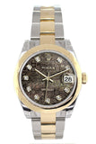 Rolex Datejust 31 Black Mother Of Pearl Jubilee Diamonds Dial 18K Gold Two Tone Ladies 178243 Watch