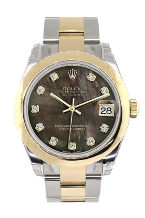 Rolex Datejust 31 Black Mother Of Pearl Diamonds Dial 18K Gold Two Tone Ladies 178243 / None Watch