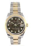 Rolex Datejust 31 Black Mother Of Pearl Diamonds Dial 18K Gold Two Tone Ladies 178243 Watch