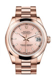 Rolex Datejust 31 Pink Dial 18K Everose Gold President Ladies Watch 178245