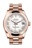 Rolex Datejust 31 White Roman Dial 18K Everose Gold President Ladies Watch 178245