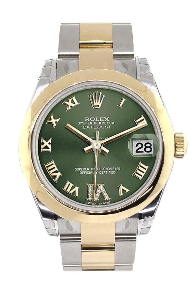 Rolex Datejust 31 Olive Green Roman Large Vi Diamond Dial18K Gold Two Tone Ladies 178243 / None