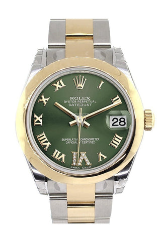 Rolex Datejust 31 Olive Green Roman Large Vi Diamond Dial18K Gold Two Tone Ladies 178243 / None