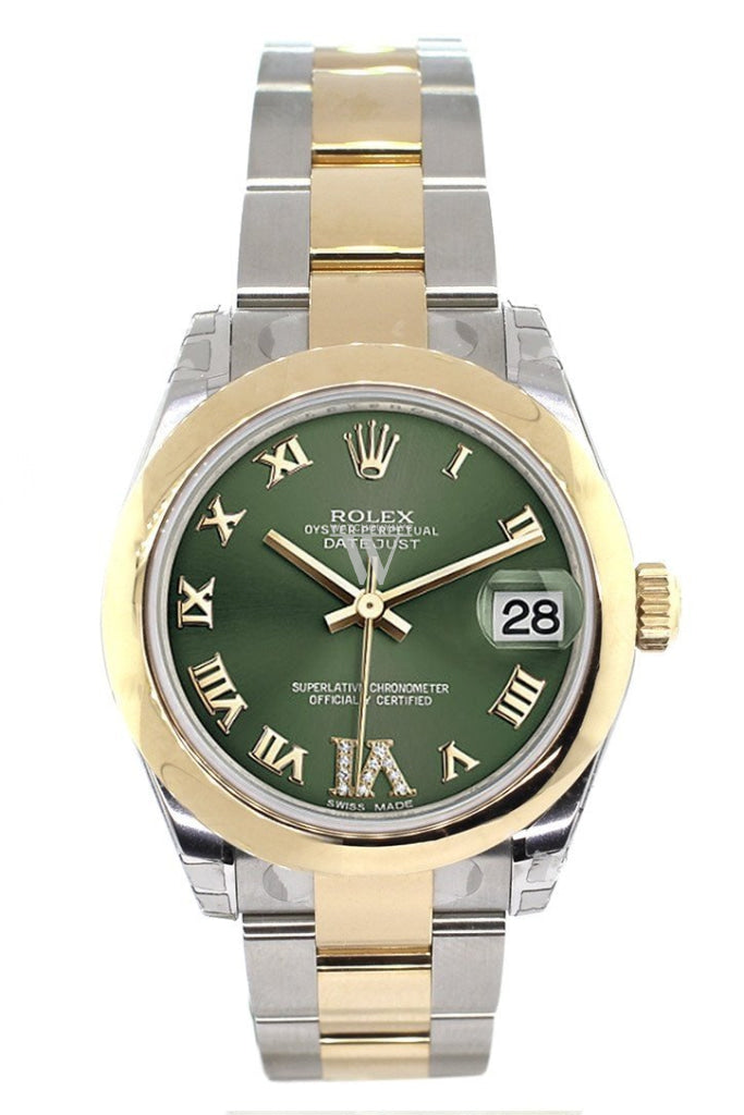 Rolex Datejust 31 Olive Green Roman Large Vi Diamond Dial18K Gold Two Tone Ladies 178243 Watch