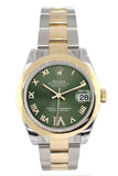 Rolex Datejust 31 Olive Green Roman Large Vi Diamond Dial18K Gold Two Tone Ladies 178243 Watch