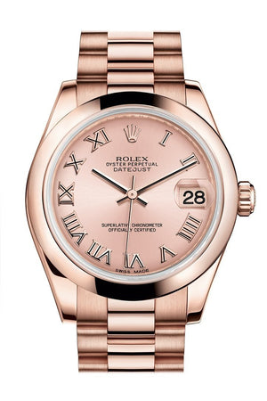 Rolex Datejust 31 Pink Roman Dial 18K Everose Gold President Ladies Watch 178245 / None