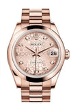 Rolex Datejust 31 Pink Jubilee Diamond Dial 18K Everose Gold President Ladies Watch 178245