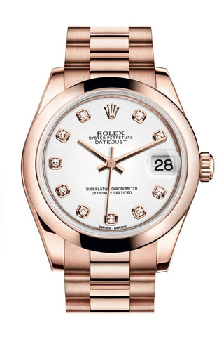 Rolex Datejust 31 White Diamond Dial 18K Everose Gold President Ladies Watch 178245 / None