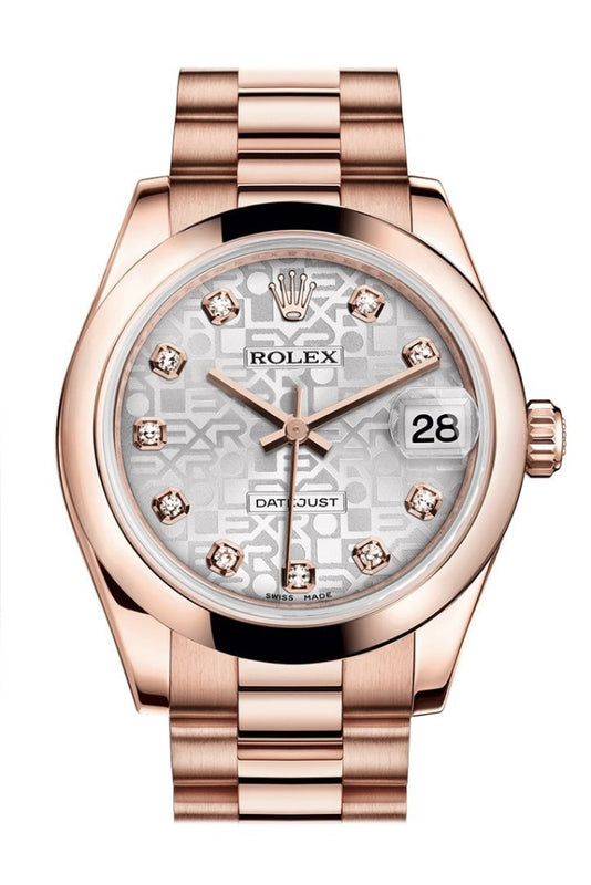 Lady datejust 31 silver diamond dial steel and everose gold jubilee watch discount