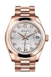 Rolex Datejust 31 Silver Jubilee Diamond Dial 18K Everose Gold President Ladies Watch 178245