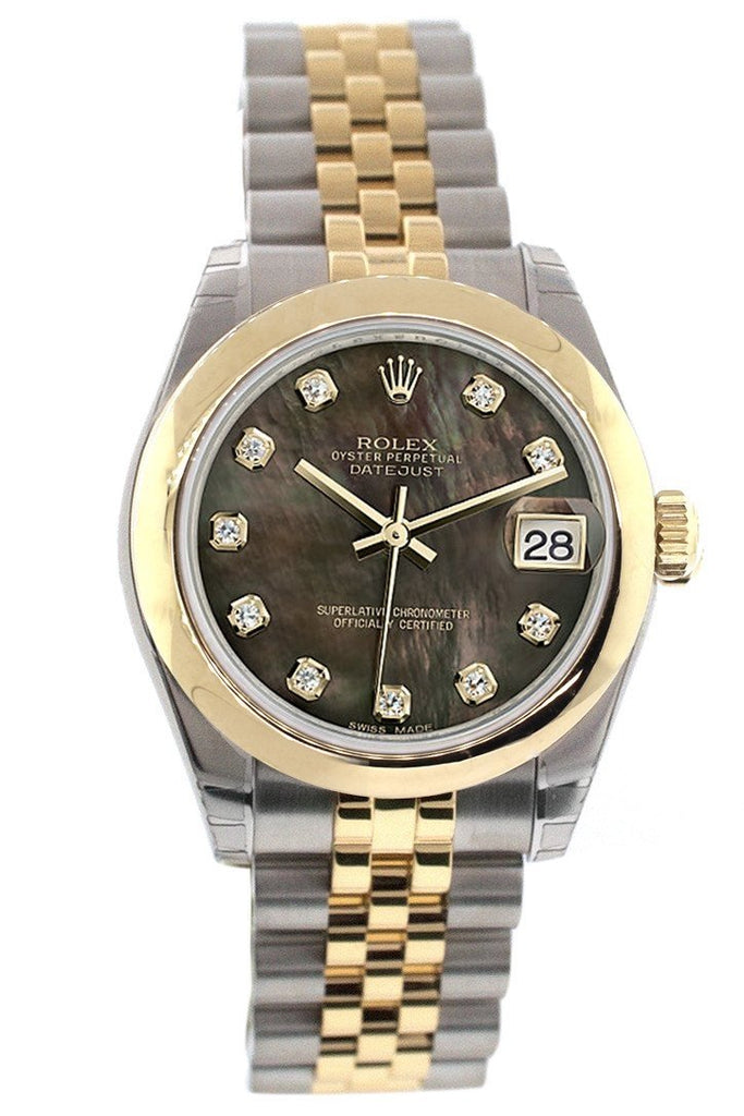 Rolex Datejust 31 Black Mother Of Pearl Diamonds Dial 18K Gold Two Tone Jubilee Ladies 178243 Watch