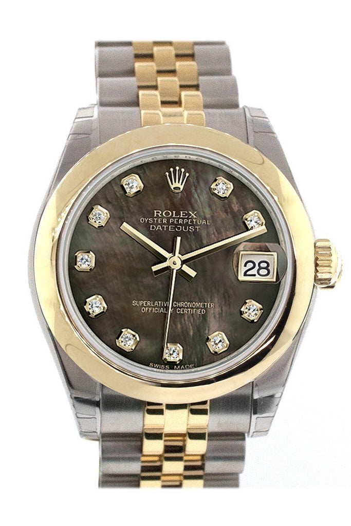 Rolex Datejust 31 Black Mother Of Pearl Diamonds Dial 18K Gold Two Tone Jubilee Ladies 178243 / None
