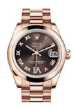 Rolex Datejust 31 Chocolate Large Vi Set With Diamond Dial 18K Everose Gold President Ladies Watch