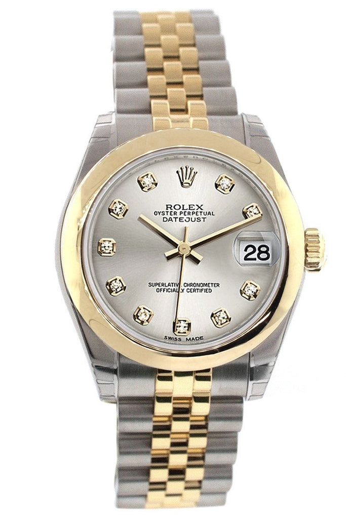 Rolex Datejust 31 Silver Diamond Dial 18K Gold Two Tone Jubilee Ladies 178243 Watch