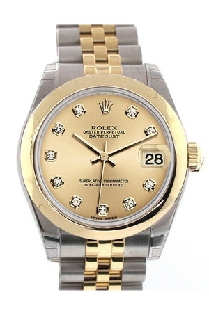 Rolex Datejust 31 Champagne Diamond Dial 18K Gold Two Tone Jubilee Ladies 178243 / None Watch