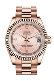Rolex Datejust 31 Pink Dial Fluted Bezel 18K Everose Gold President Ladies Watch 178275