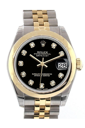 Rolex Datejust 31 Black Diamond Dial 18K Gold Two Tone Jubilee Ladies 178243 / None Watch