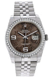 Rolex Datejust 36 Bronze Floral Motif Dial 18K White Gold Diamond Bezel Jubilee Mens Watch 116244