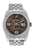 Rolex Datejust 36 Bronze Floral Motif Dial 18k White Gold Diamond Bezel Jubilee Men's Watch 116244