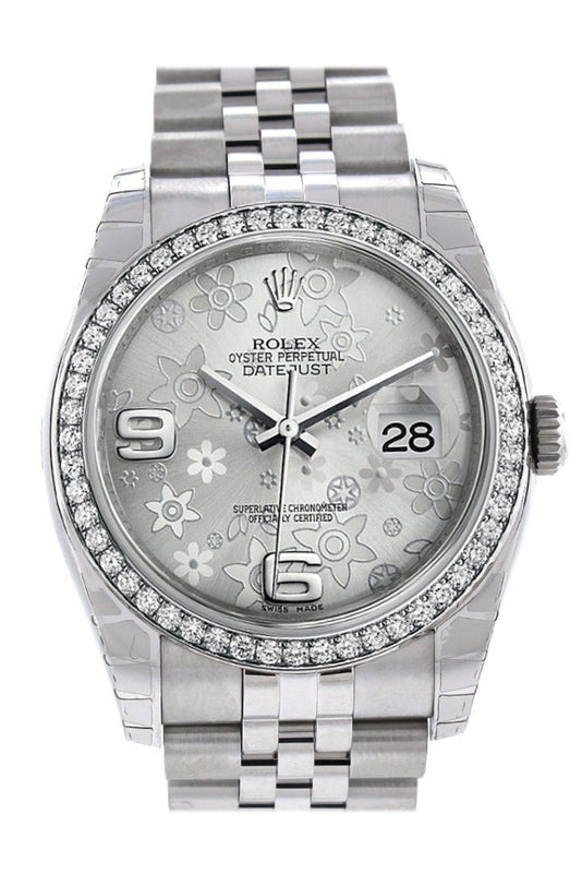 ROLEX 116244 Datejust 36 Silver Dial Diamond Ladies watch