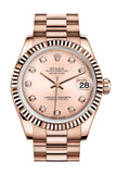 Rolex Datejust 31 Pink Diamond Dial Fluted Bezel 18K Everose Gold President Ladies Watch 178275 /
