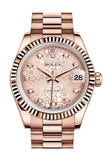 Rolex Datejust 31 Pink Jubilee Diamond Dial Fluted Bezel 18K Everose Gold President Ladies Watch 178275