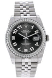 Rolex Datejust 36 Black Concentric Dial 18K White Gold Diamond Bezel Jubilee Mens Watch 116244